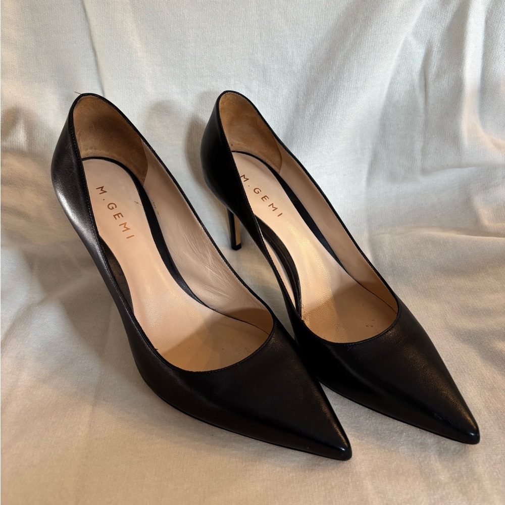 M.Gemi Esatto Black Leather Heel Size 40.5 (US 9.5)